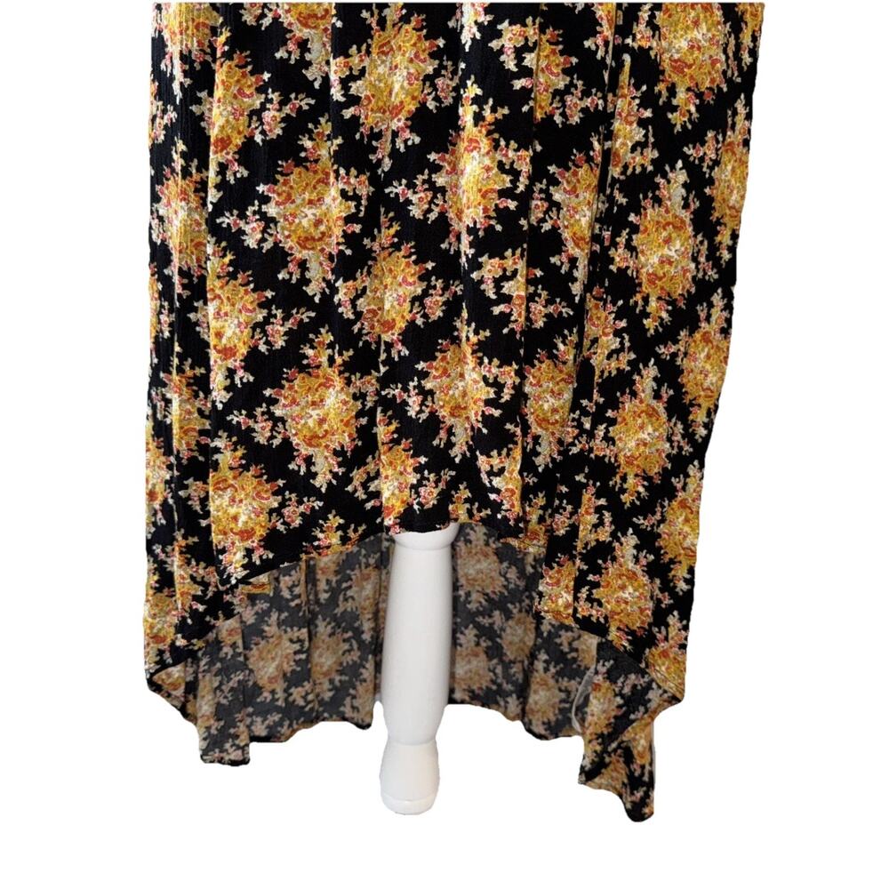 Free People Lonesome Dove High Low Black Floral Dress Size 6 - Picture 5 of 12